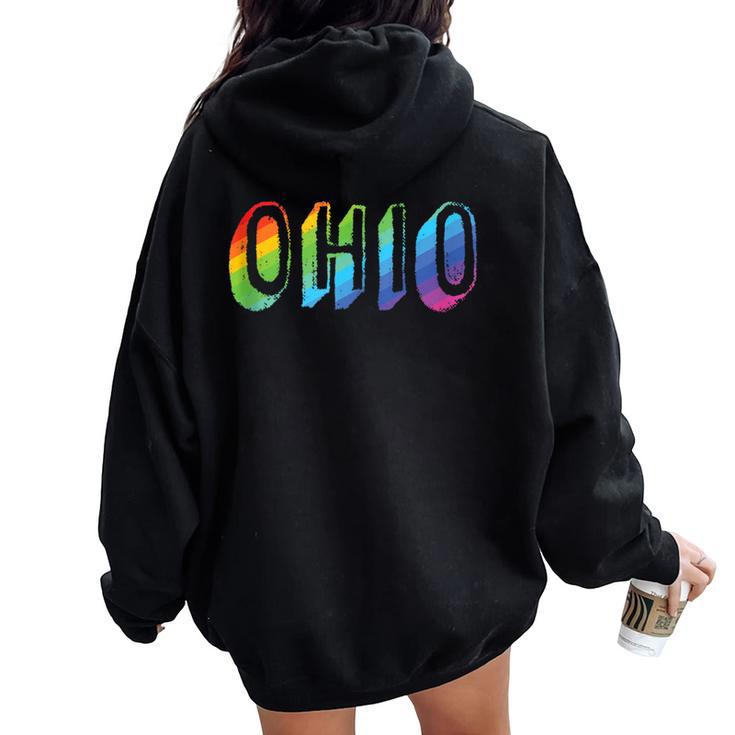 Ohio Lgbtq Pride Rainbow Pride Flag Women Oversized Hoodie Back Print
