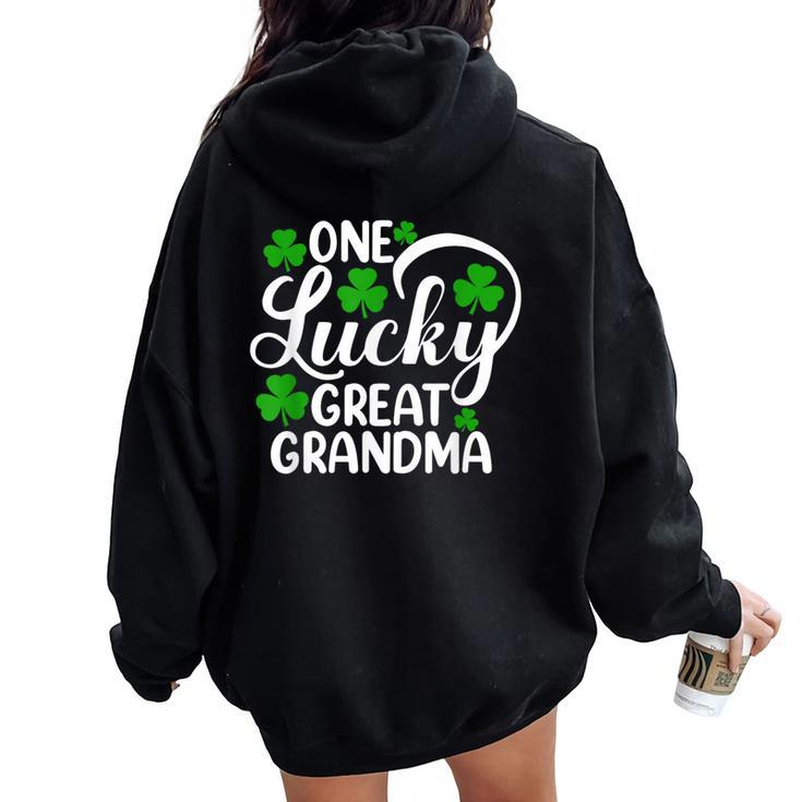 One Lucky Great Grandma St Patrick's Day Shamrocks Women Oversized Hoodie Back Print