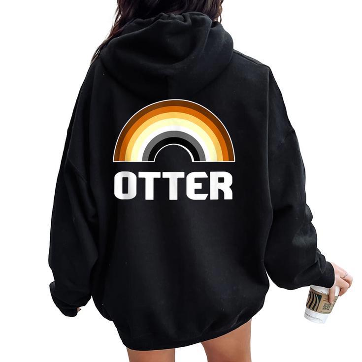 Otter Rainbow Gay Bear Lgbt Gay Pride Bear Wolf Women Oversized Hoodie Back Print