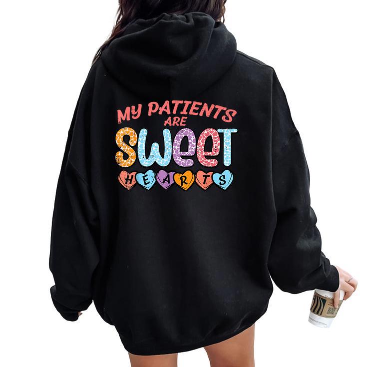 My Patients Sweet Hearts Valentine Day Nurse Scrub Top Women Women Oversized Hoodie Back Print