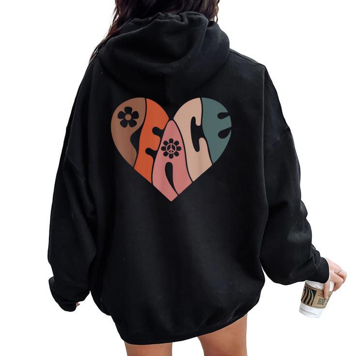 Peace Sign Love 60S 70S Costume Groovy Flower Hippie Party Women Oversized Hoodie Back Print