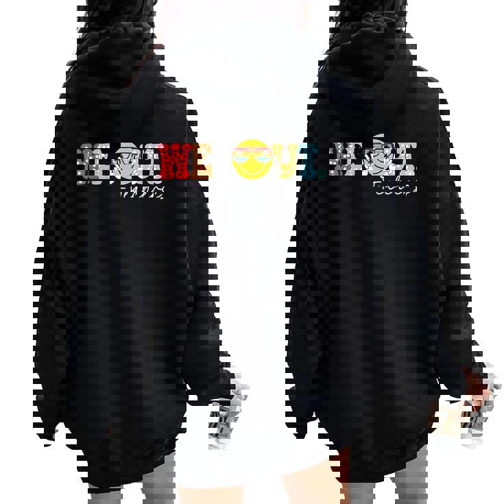 Peace We Out Teacher Happy Last Day Of School Teacher Women Oversized Hoodie Back Print Peace We Out Teacher Happy Last Day Of School Teacher Women Oversized Hoodie Back Print