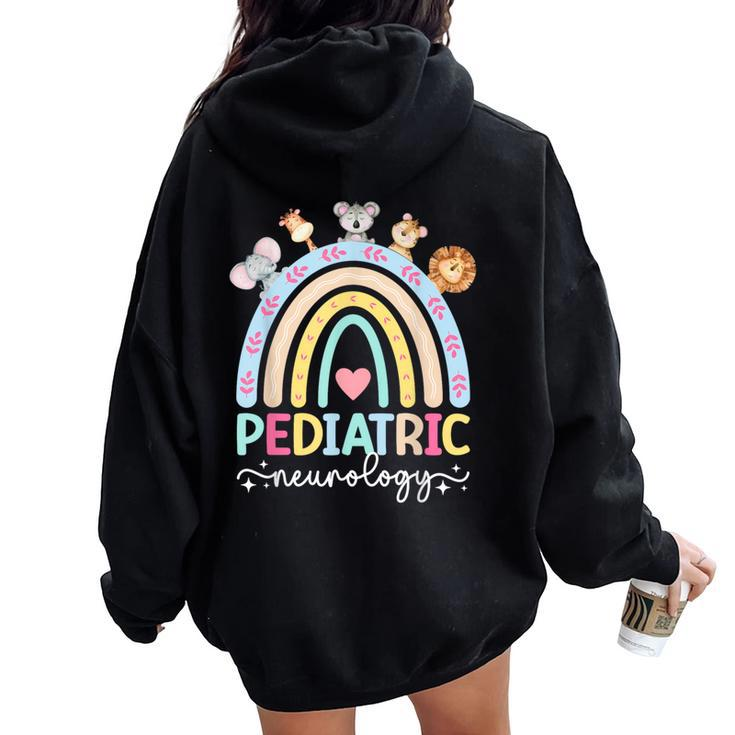 Pediatric Neurology Rainbow Peds Neurology Pediatric Neuro Women Oversized Hoodie Back Print