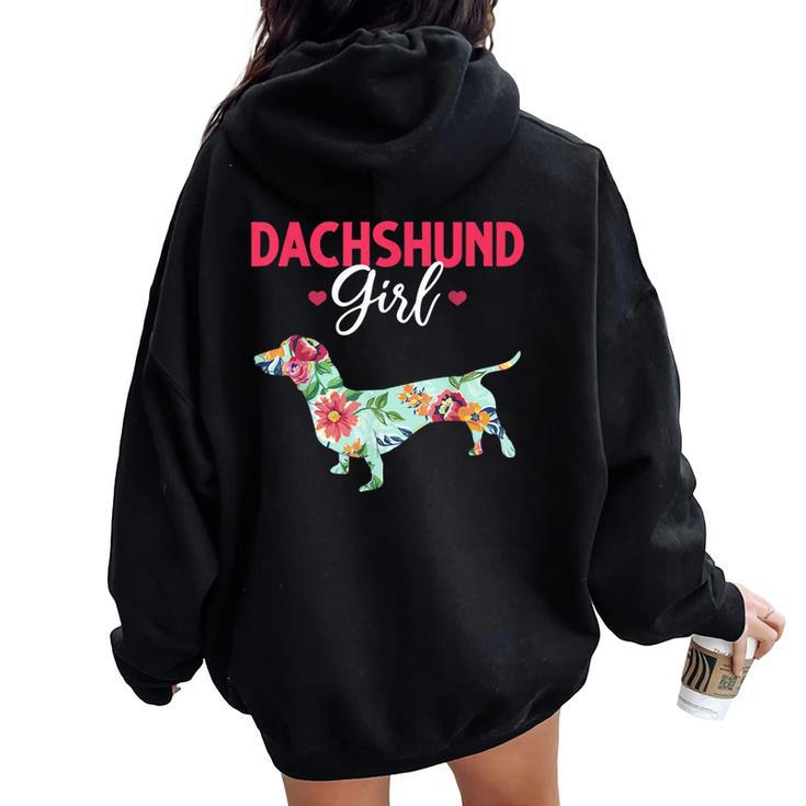 Pet Animal Wiener Sausage Dog Girls Vintage Dachshund Women Oversized Hoodie Back Print