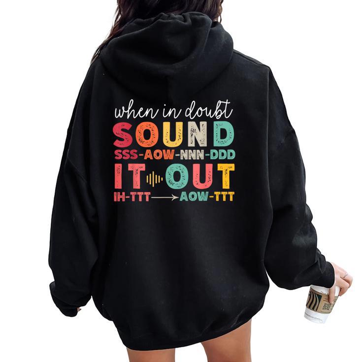 Phonemic Awareness Phonics Teacher Retro Science Of Reading Women Oversized Hoodie Back Print