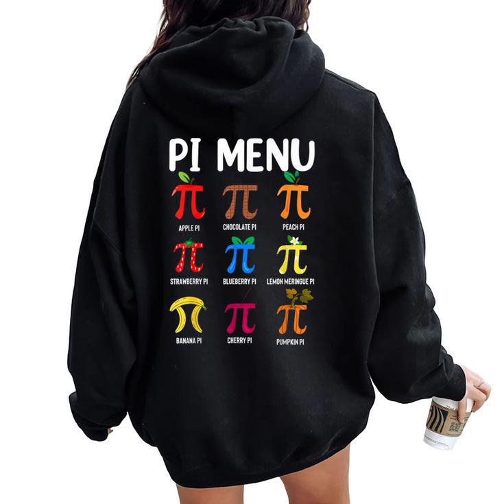 Pi Menu 314 Pi Symbol Math Teacher Happy Pi Day Women Oversized Hoodie Back Print