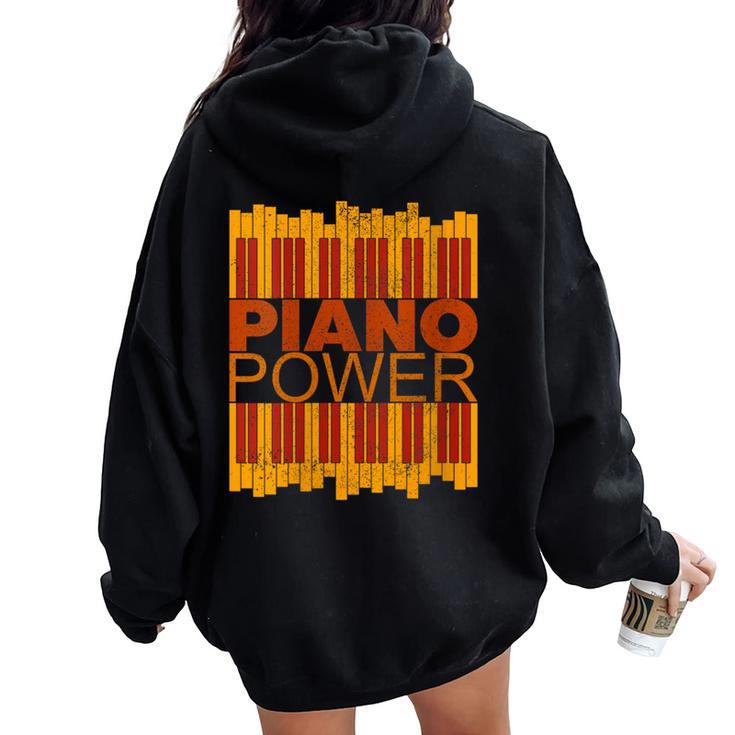 Piano Power With Key Of Piano With Vintage Colors Women Oversized Hoodie Back Print