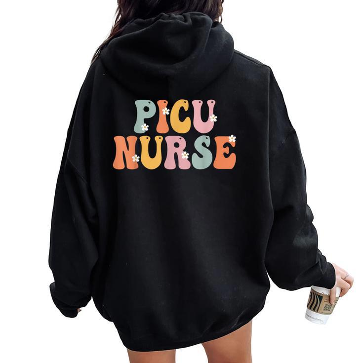 Picu Nurse Week Groovy Appreciation Day For For Work Women Oversized Hoodie Back Print