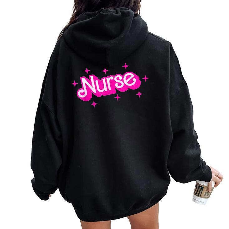 Pink Retro Nurse Appreciation Nursing Profession Rn Lpn Np Women Oversized Hoodie Back Print