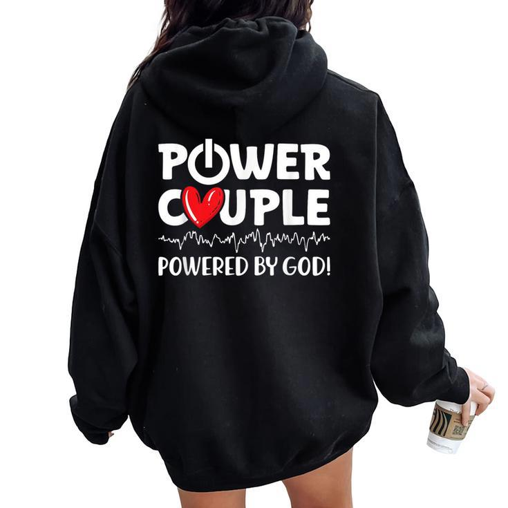 Power Couple Christian Couples Matching Valentines Day Women Oversized Hoodie Back Print
