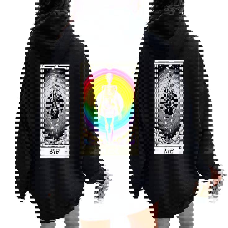 Pride Rainbow Tarot Card Skeleton Women Oversized Hoodie Back Print