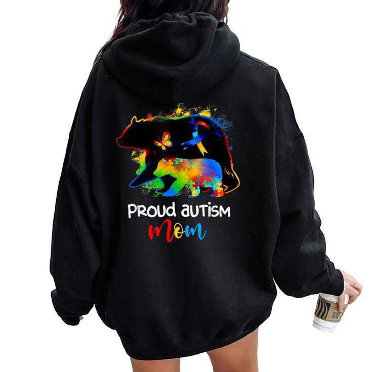 Proud Autism Mom Autism Awareness Puzzle Mom Mother Women Oversized Hoodie Back Print