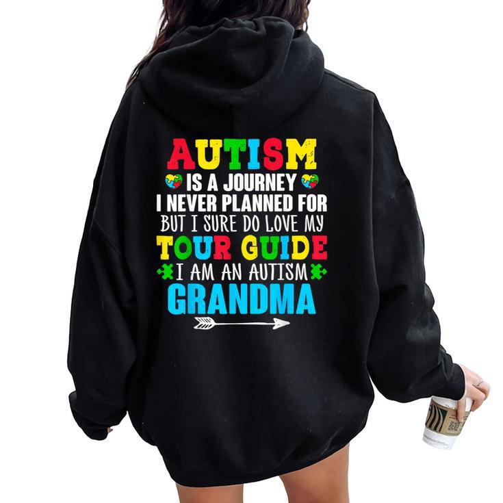 Proud Grandma Autism Awareness Month Grandson Granddaughter Women Oversized Hoodie Back Print