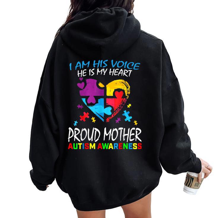 Pround Autism Mom Heart Mother Puzzle Piece Autism Awareness Women Oversized Hoodie Back Print