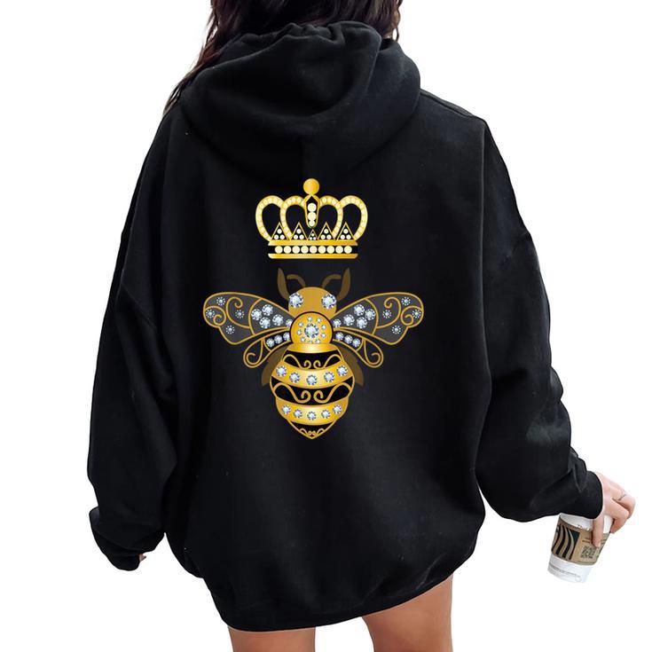 Queen Bee Bumble Bee Women Oversized Hoodie Back Print - Thegiftio