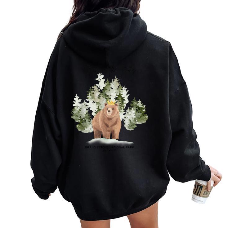 Queen Of The Tetons Grizzly Bear 399 Gtnp Women Oversized Hoodie Back Print