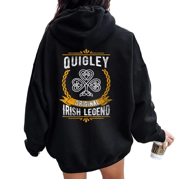 Quigley Irish Name Vintage Ireland Family Surname Women Oversized Hoodie Back Print
