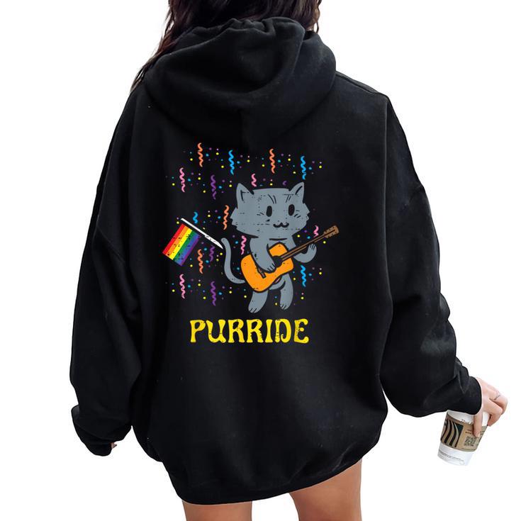 Rainbow Flag Cat Purride Gay Pride Month Lgbtq Ally Lgbt Women Oversized Hoodie Back Print