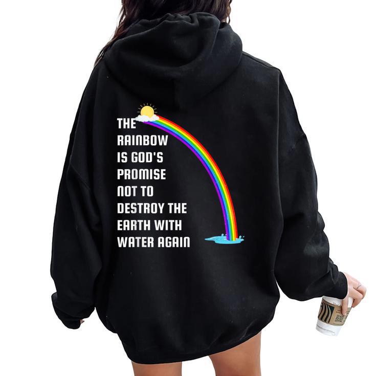 The Rainbow Is God's Promise Christians Religious Bible Women Oversized Hoodie Back Print