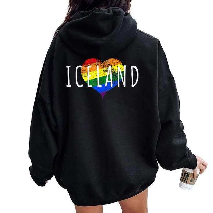 Rainbow Heart Iceland Pride Women Oversized Hoodie Back Print