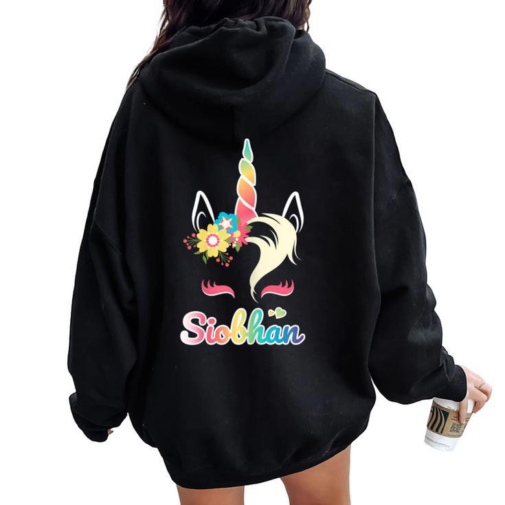 Rainbow Unicorn Siobhan Apparel Custom Name For Girls Women Oversized Hoodie Back Print