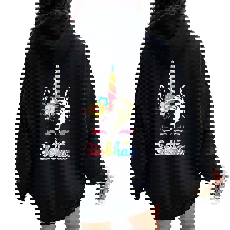 Rainbow Unicorn Siobhan Apparel Custom Name For Girls Women Oversized Hoodie Back Print