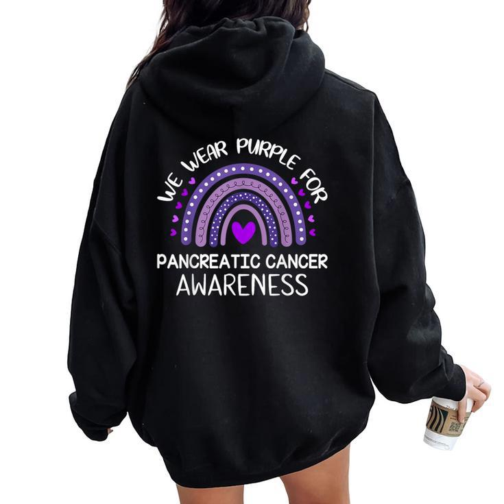 Rainbow We Wear Purple For Pancreatic Cancer Awareness Women Oversized Hoodie Back Print
