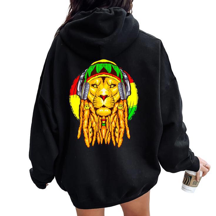 Rastafarian Lion Leo Horoscope Zodiac Sign Rasta Women Women Oversized Hoodie Back Print