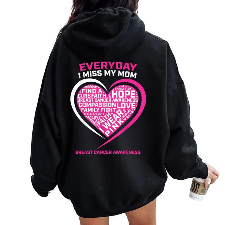 Remembrance In Memory Of My Mom Pink Breast Cancer Awareness Women Oversized Hoodie Back Print