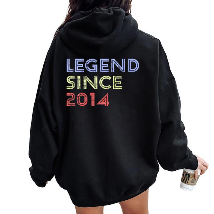 Retro 10 Years Old Vintage Legend Since 2014 10Th Birthday Women Oversized Hoodie Back Print