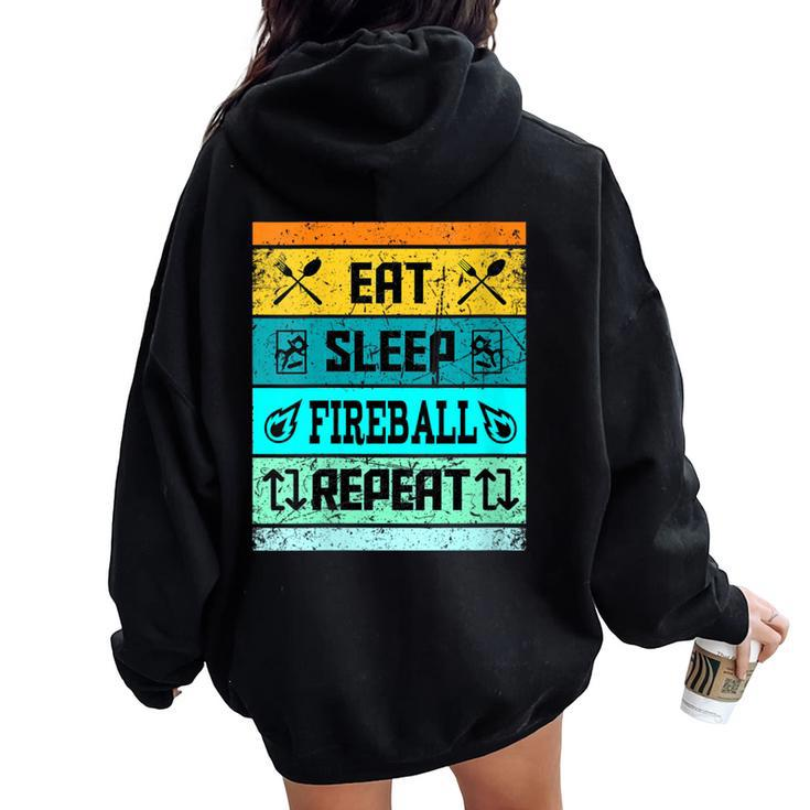 Retro Eat Sleep Fireball Women Women Oversized Hoodie Back Print