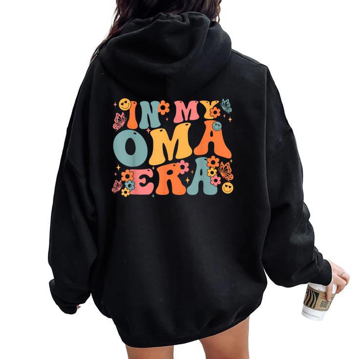 Retro Groovy In My Oma Era Baby Announcement Women Oversized Hoodie Back Print