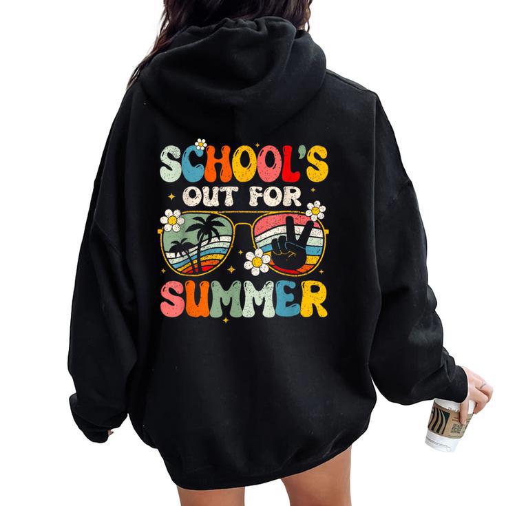 Retro Last Day Of School Schools Out For Summer Teacher Women Oversized Hoodie Back Print