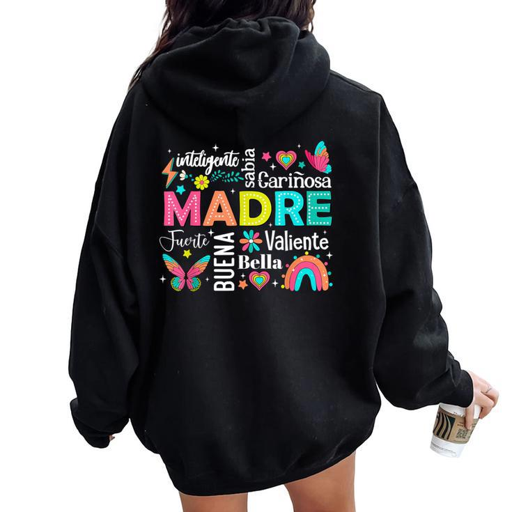 Retro Madre Ella Es Mamá Spanish Blessed Mom Mother's Day Women Oversized Hoodie Back Print