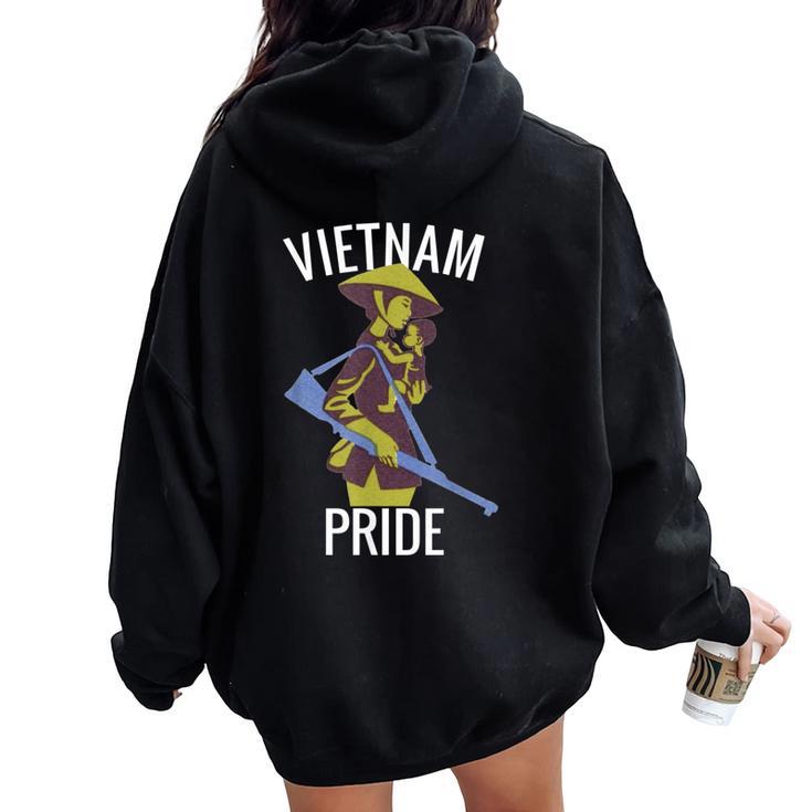 Retro Militant Vietnam Pride Vietnamese Mom I Love Vietnam Women Oversized Hoodie Back Print