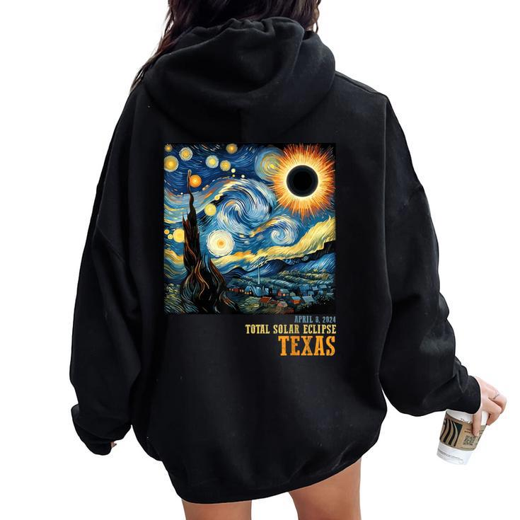 Retro Total Solar Eclipse 2024 Texas For Kid Women Oversized Hoodie Back Print