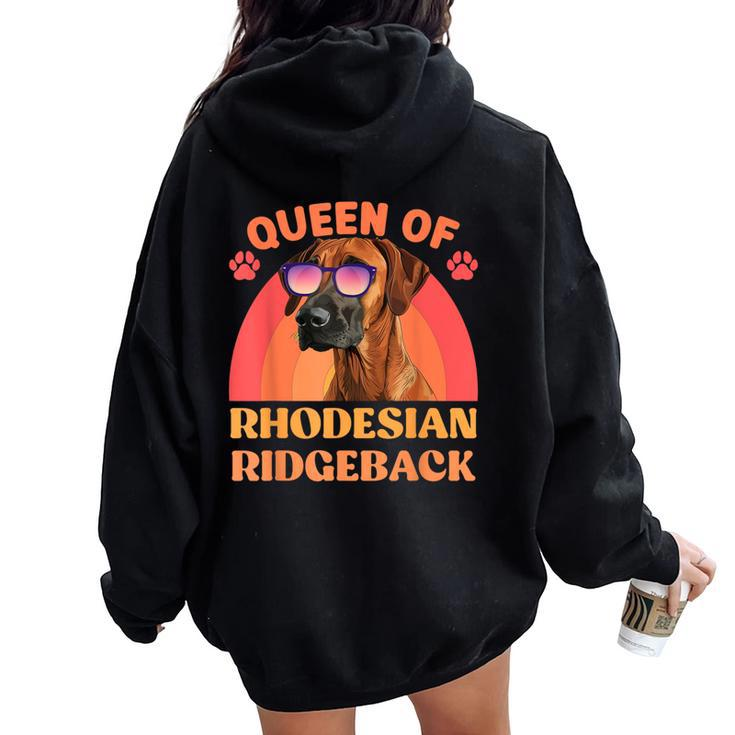 Ridgeback Queen Of Rhodesian Ridgeback Owner Vintage Women Oversized Hoodie Back Print
