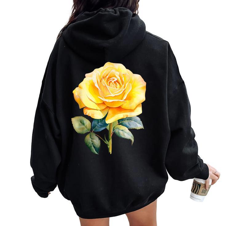 Rose Flower Yellow Floral Women Oversized Hoodie Back Print