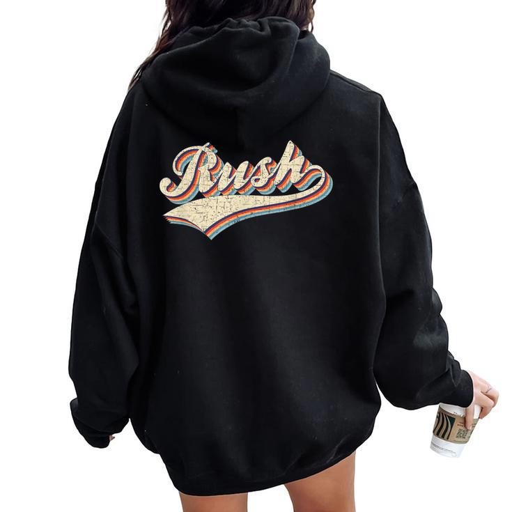 Rush Surname Vintage Retro Boys Girls Rush Women Oversized Hoodie Back Print