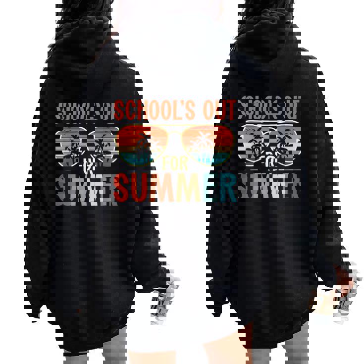 School Out For Summer Retro Last Day Of School Teacher Women Oversized Hoodie Back Print