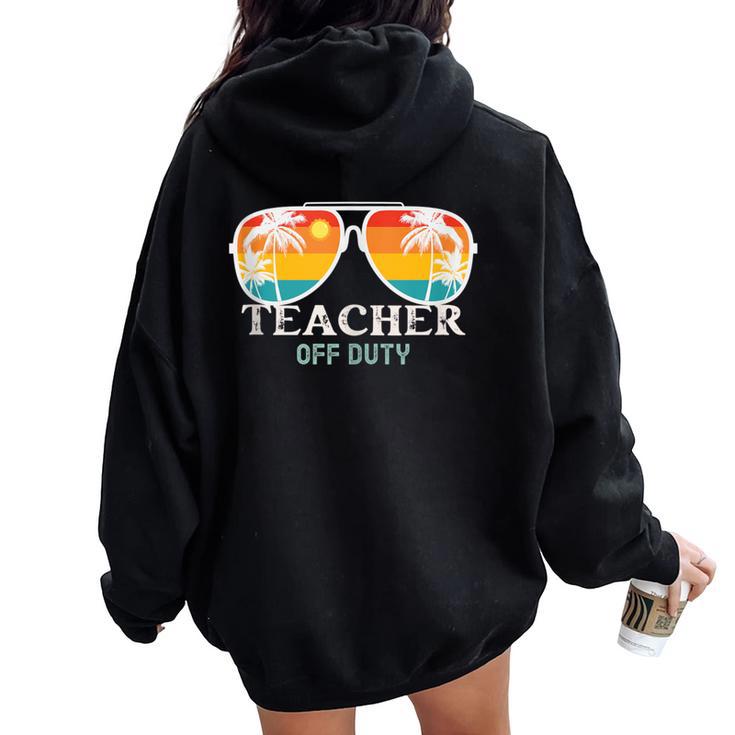 School Teacher Off Duty Sunglasses Beach Sunset Summer Women Oversized Hoodie Back Print