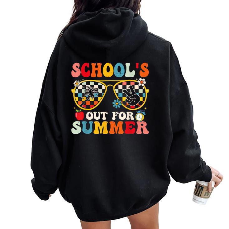 Schools Out For Summer Groovy Last Day Of School Teacher Women Oversized Hoodie Back Print