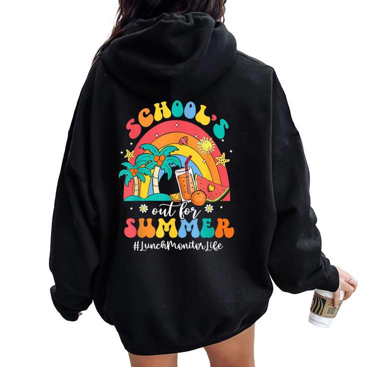 School's Out For Summer Lunch Monitor Life Rainbow Women Oversized Hoodie Back Print