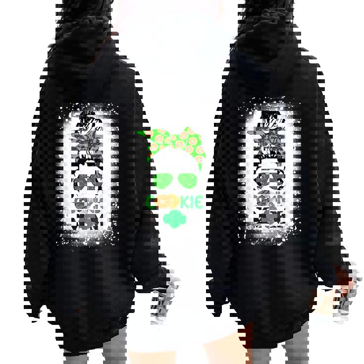 Scout Cookie Mom Girl Troop Messy Bun Sunglasses Women Oversized Hoodie Back Print