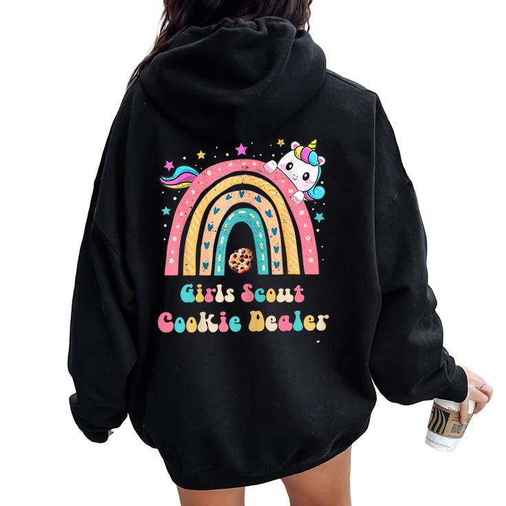 Scouts For Girls Cookie Dealer Rainbow And Unicorn Women Oversized Hoodie Back Print