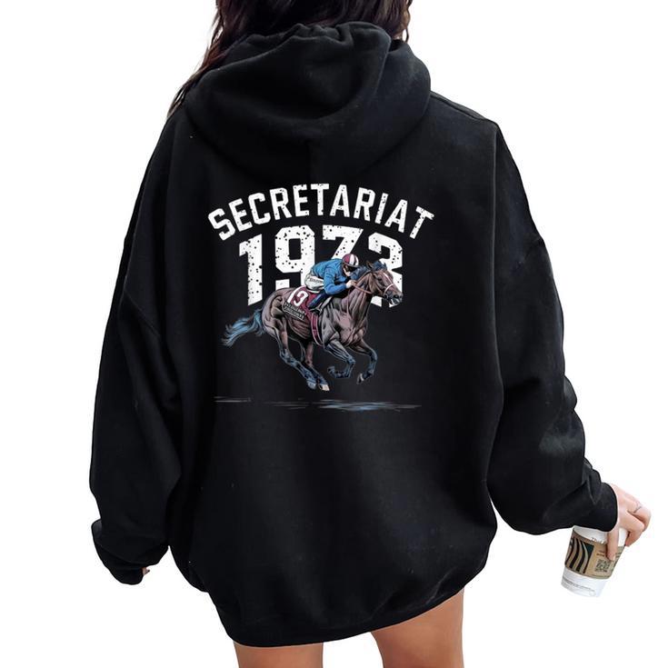 Secretariat 1973 Horse Racing Secretariat Horse 1973 Women Oversized Hoodie Back Print