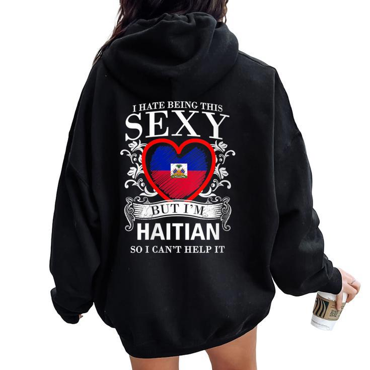 Sexy Haitian I Heart Flag Women Oversized Hoodie Back Print