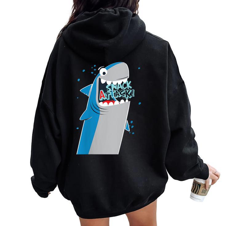 Snack Attack Shark Women Oversized Hoodie Back Print