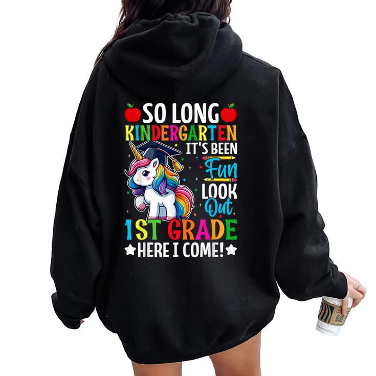 So Long Kindergarten Look Out First Grade Here I Come Girls Women Oversized Hoodie Back Print