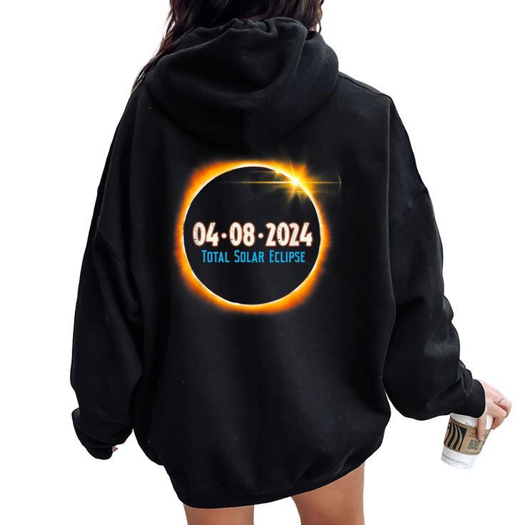 Solar Eclipse 2024 American Totality Astronomy Women Oversized Hoodie Back Print